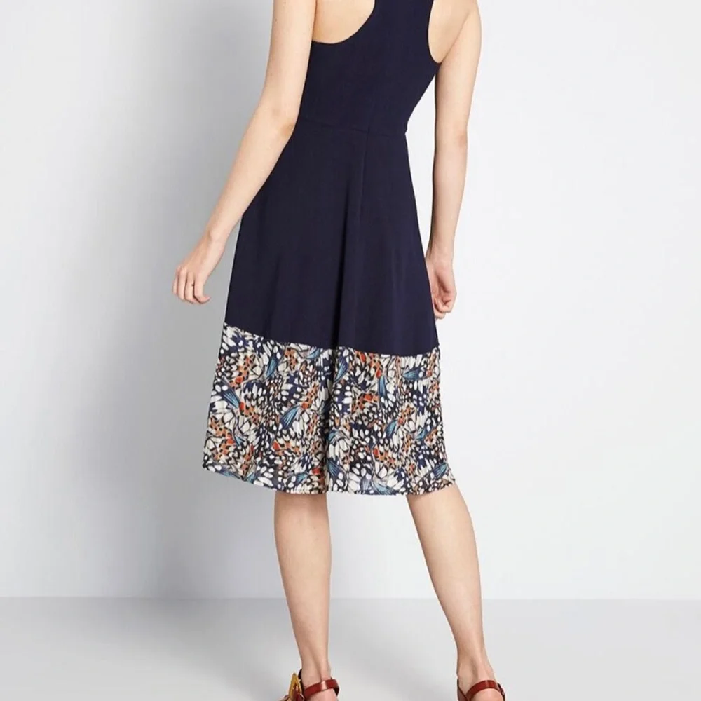 ModCloth A Blue Mood Fit and Flare Dress - Picture 2 of 6